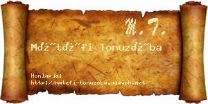 Mátéfi Tonuzóba névjegykártya